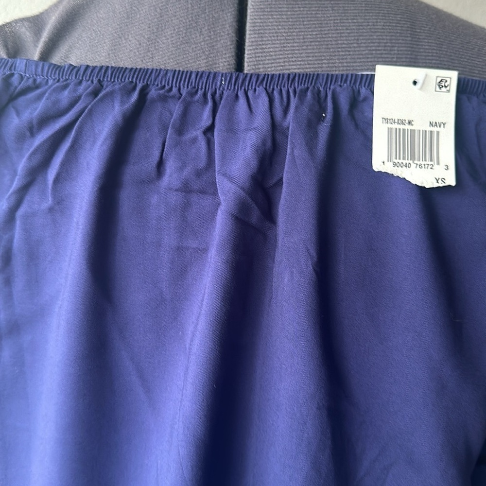 NWT Almost Famous top navy blue off the shoulder ruffled size extra small - Picture 4 of 9